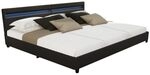 Home Deluxe - LED Bett NUBE - Schwarz, 270 x 200 cm - inkl. Lattenrost und Schubladen