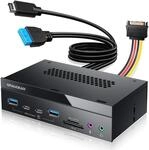 GRAUGEAR Frontpanel mit SD Kartenleser in 5,25 Zoll f&uuml;r PC Geh&auml;use [inkl. 8