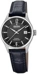 Festina Swiss Made Damen Armbanduhr Schwarzes Leder - Quarzwerk - Saphirglas -