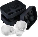 Relaxdays Totenkopf Eisw&uuml;rfelform, 2er Set, Silikon, Halloween, 4 einzelne