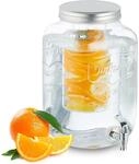 Relaxdays Getr&auml;nkespender mit Einsatz, Zapfhahn & Deckel, 8 Liter, Glas,