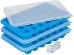 Relaxdays Eisw&uuml;rfelform mit Deckel, 3er Set, Diamantform, je 24 Mulden, Silikon,
