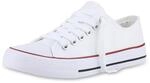 VAN HILL Damen Sneaker Low Flach Basic Bequem Schuhe 215939 Weiss Rot 41