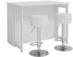 Vicco Bartisch-Set Dominic, Wei&szlig;, 116 x 37 cm mit 2 Barhockern, klappbare