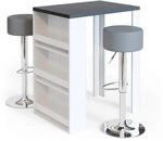 Vicco Bartisch-Set, Anthrazit/Wei&szlig;, 57 x 80 cm mit 2 Barhockern, f&uuml;r Flexible