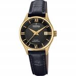 Festina Swiss Made Damen Armbanduhr Schwarzes Leder - Quarzwerk - Saphirglas -