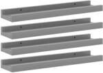 vidaXL Wandregale 4 STK. Grau 40x9x3 cm