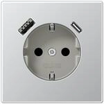 Steckdose mit USB-AC LS Farbe Aluminium (Referenz: Jung AL1520-15CA)
