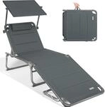 HOMECALL XXL-Sonnenliege aus Aluminium mit Dach und Quick-Dry-Schaum, max. Belastung