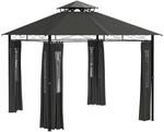Outsunny Pavillon 3 x 3 m, Gartenzelt mit Seitenwand, UV50+Partyzelt mit...