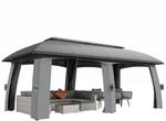Outsunny Pavillon, 3 x 6 m Partyzelt mit Doppeldach, Gartenpavillon, Bierzelt...