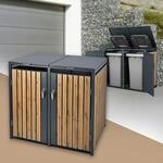 ML-Design M&uuml;lltonnenbox 2er 2 Tonnen 240L 132x80x116,3cm Anthrazit-Eichenoptik,