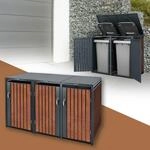 ML-Design M&uuml;lltonnenbox 3er 3 Tonnen 240L 200x80x116,3cm Anthrazit-Rostoptik,