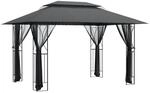 vidaXL Pavillon, Gartenpavillon mit Seitenw&auml;nden Doppeldach, Gartenzelt...