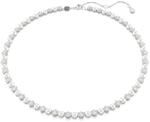 Swarovski Matrix Tennis Halskette, Wei&szlig;e, Rhodinierte Damenhalskette mit Strahlenden