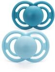 MAM Perfect Schnuller 6-18M, 2er-Pack, kiefergerechtes Design, blau/wei&szlig;