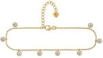cai Damen Fu&szlig;kette 925/- Sterling Silber 22+3cm Gl&auml;nzend Zirkonia gelb