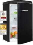 Exquisit RKS120-V-H-160E Retro Vollraumk&uuml;hlschrank in Mattschwarz, 122 L