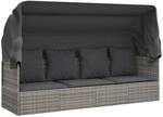 vidaXL Outdoor Loungebett, Verstellbar Gartensofa mit Kissen Dach, Sonnenliege...