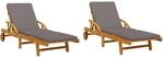 vidaXL Sonnenliege 2 STK., Gartenliege mit Auflagen, Relaxliege Holzliege mit