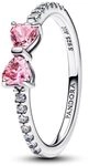 PANDORA Timeless Funkelnde Rosafarbene Schleife Ring aus Sterling Silber mit