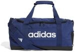 adidas Unisex Essentials Linear Duffel Bag Duffel Bag, Dark Blue/White, S
