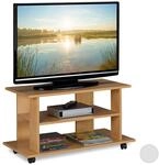 Relaxdays TV Board mit Rollen, 2 F&auml;cher f. Fernseher, Konsole & Receiver, fahrbarer