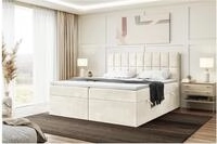 MEBLINI Boxspringbett mit Bettkasten - 140x200 - Gepolstert Doppelbett mit Matratze