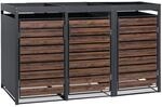 Zelsius M&uuml;lltonnenbox 3er mit Pflanzdach f&uuml;r 3 Tonnen | 120-240 Liter | Anthrazit