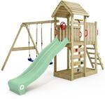WICKEY Spielturm Kletterger&uuml;st MultiFlyer mit Holzdach, Schaukel &...