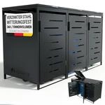 Juskys M&uuml;lltonnenbox Arel 3er f&uuml;r 120 & 240 L Tonnen, Anthrazit 