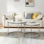 [en.casa] Couchtisch 2er Set Skagen Wohnzimmertische Beistelltische rund...