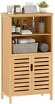 kleankin Badezimmerschrank, Unterschrank aus Bambus, Badschrank mit Lamellent&uuml;ren,