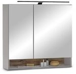 Denver Spiegelschrank Bad mit LED-Beleuchtung in Grau/Evoke Eiche Optik