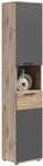 xonox.home - Hochschrank Mason 37x190x34 cm in Front Basalt grau Nb Korpus Nox Oak -