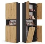 CDF Badezimmerschrank Bad Schrank Mit W&auml;schekorb Eiche Artisan Anthrazit Badschrank