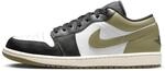 Air Jordan 1 Low Herrenschuhe (553558-092, Black/Medium Olive/White), Schwarz/Medium