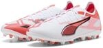 Puma Ultra 5 Match MG, Unisex Fussballschuh, Puma White-Puma Black-Glowing RED,