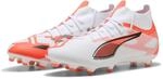 Puma Ultra 5 Match+ FG/AG, Unisex Fussballschuh, Puma White-Puma Black-Glowing RED,