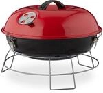 Relaxdays Kugelgrill, tragbar, mit Deckel, leckeres BBQ, Picknickgrill mit gro&szlig;er