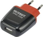 VOLTCRAFT SPAS-2100 USB Ladeger&auml;t 10.5 W 1x USB-A Schwarz, Rot Innenbereich