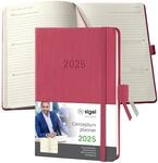 SIGEL C2571 Wochenplaner Wochenkalender 2025, ca. A6, rot, Hardcover, 176 Seiten,