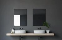 Talos Black Living Spiegel 80x60 cm &ndash; Badspiegel schwarz mit hochwertigem