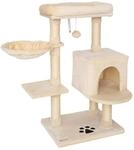 lionto Kratzbaum f&uuml;r Katzen mit Pl&uuml;schball inkl. Gl&ouml;ckchen & Wandhalterung, H&ouml;he