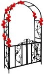 Gardebruk Rosenbogen 225x115x37 cm Metall mit T&uuml;r Tor Stabil Rankbogen Rankhilfe