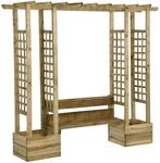vidaXL Garten Pergola mit Bank Pflanzk&uuml;beln Rankhilfe Rankgitter Gartenbogen