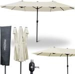 deluxe4home&reg; XXL Doppelsonnenschirm 4,5 x 2,6m Creme I Sonnenschirm Extra...