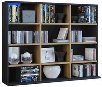 VCM Standregal 102x23x82 cm 12 F&auml;cher Holzwerkstoff f&uuml;r CDs DVDs