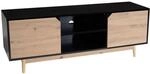 FineBuy Lowboard Schwarz Eiche-Dekor 150x55x40 cm TV-Kommode Modern, Design