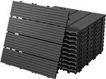 ECD Germany WPC Terrassenfliesen 30x30 cm/11 Fliesen=1m&sup2;, Anthrazit, geriffelt,